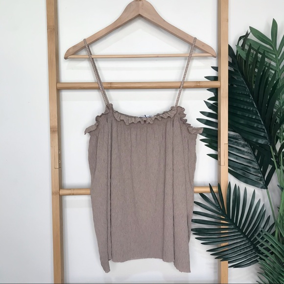 SOLD NWOT Zara Khaki Beige Textured Cami Top Size M - Picture 3 of 11